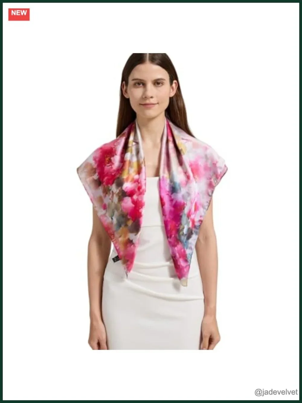100% Mulberry Silk Square Scarf 35'' - Hair Wraps & Neck Scarves